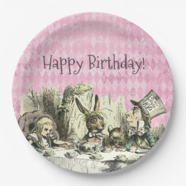 ヴィンテージワンダーランドティーピンクパーティー紙プレート ペーパープレート