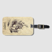 ヴィンテージワンダーランドパーソナライズされたウサギ ラゲッジタグ (正面横)