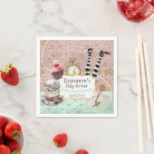 ヴィンテージワンダーランドピンクとターコイズ スタンダードカクテルナプキン (インサイチュ)