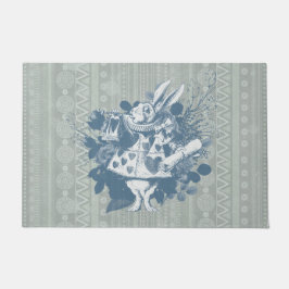 ヴィンテージワンダーランドホワイトラビットヘラルド ドアマット