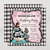 ヴィンテージワンダーランド誕生日パーティー 招待状 (正面/裏面)