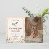 ヴィンテージワンラッキーアヒル1歳の誕生日 招待状 (スタンド正面)