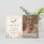 ヴィンテージワンラッキーアヒル1st誕生日の写真 招待状 (スタンド正面)