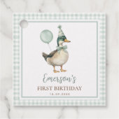 ヴィンテージワンラッキーダックサージグリーンジンガム誕生日 フェイバータグ (正面)