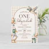 ヴィンテージワンラッキーダックバルーン1st誕生日 招待状 (スタンド正面)