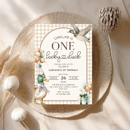 ヴィンテージワンラッキーダックバルーン1st誕生日 招待状