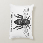 ヴィンテージワーカービーイラストレーションアート アクセントクッション (裏面(縦))