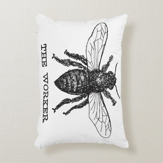 ヴィンテージワーカービーイラストレーションアート アクセントクッション (正面(垂直))