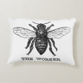 ヴィンテージワーカービーイラストレーションアート アクセントクッション (裏面)