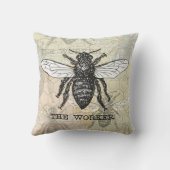 ヴィンテージワーカービーイラストレーションアート クッション (裏面)