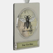 ヴィンテージワーカービーイラストレーションアート シルバープレートバナーオーナメント (右)