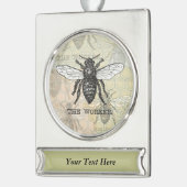 ヴィンテージワーカービーイラストレーションアート シルバープレートバナーオーナメント (左)