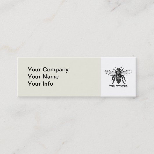 ヴィンテージワーカービーイラストレーションアート スキニー名刺 (正面)