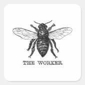 ヴィンテージワーカービーイラストレーションアート スクエアシール (正面)