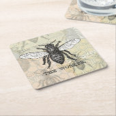 ヴィンテージワーカービーイラストレーションアート スクエアペーパーコースター (アングル)