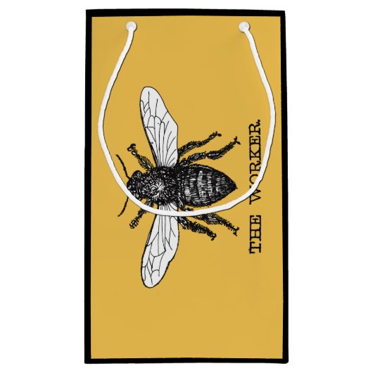 ヴィンテージワーカービーイラストレーションアート スモールペーパーバッグ (裏面)