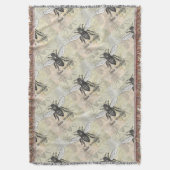 ヴィンテージワーカービーイラストレーションアート スローブランケット (正面縦)