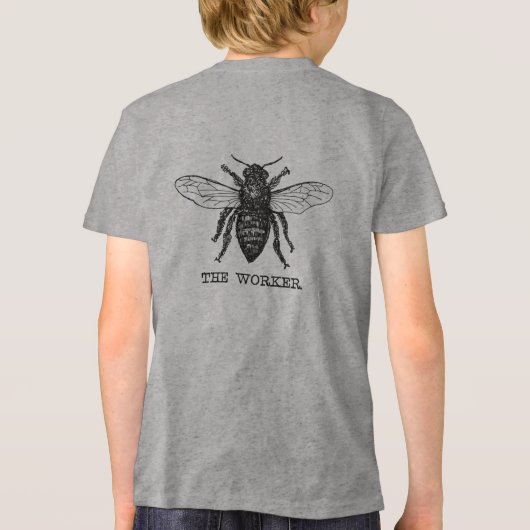 ヴィンテージワーカービーイラストレーションアート トライブレンドTシャツ (裏面)