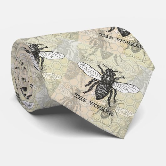 ヴィンテージワーカービーイラストレーションアート ネクタイ (ロール)