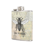 ヴィンテージワーカービーイラストレーションアート フラスク (左)