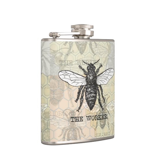 ヴィンテージワーカービーイラストレーションアート フラスク (右)