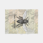 ヴィンテージワーカービーイラストレーションアート フリースブランケット (正面(横))