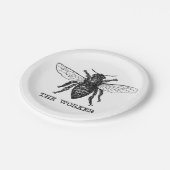 ヴィンテージワーカービーイラストレーションアート ペーパープレート (アングル)