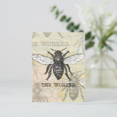 ヴィンテージワーカービーイラストレーションアート ポストカード (スタンド正面)