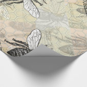 ヴィンテージワーカービーイラストレーションアート ラッピングペーパー (角)