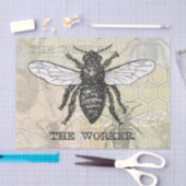 ヴィンテージワーカービーイラストレーションアート 薄葉紙 (クラフト)