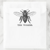 ヴィンテージワーカービーイラストレーションアート 長方形シール (バッグ)