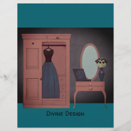 ヴィンテージワードローブ化粧台TealScrapbookPaper