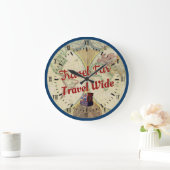 ヴィンテージワールドエクスプローラートラベルワイド ラージ壁時計 (ホーム)