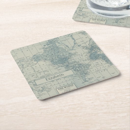 ヴィンテージワールドカスタマイズマップ スクエアペーパーコースター (アングル)