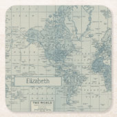 ヴィンテージワールドカスタマイズマップ スクエアペーパーコースター (正面)