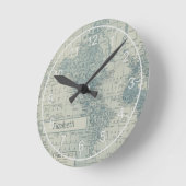 ヴィンテージワールドカスタマイズマップ ラウンド壁時計 (傾斜)