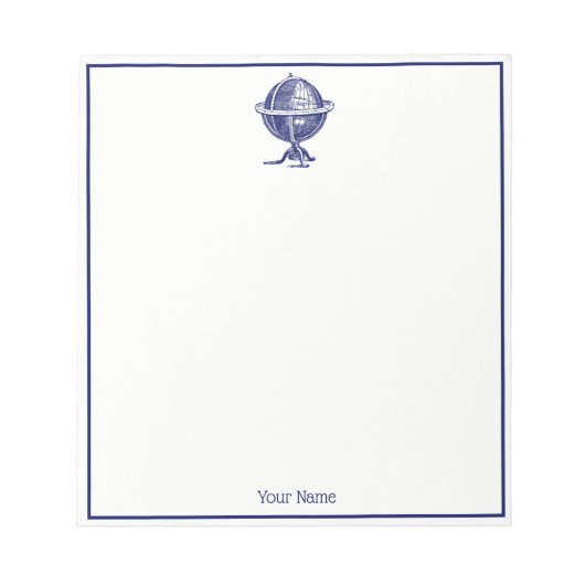 ヴィンテージワールドグローブリトグラフスケッチ海軍 ノートパッド (正面)