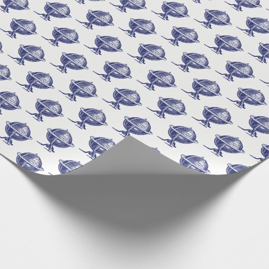 ヴィンテージワールドグローブリトグラフスケッチ海軍 ラッピングペーパー (角)