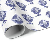 ヴィンテージワールドグローブリトグラフスケッチ海軍 ラッピングペーパー (ロールコーナー)