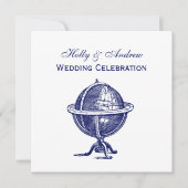 ヴィンテージワールドグローブリトグラフスケッチ海軍 招待状 (正面)