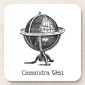 ヴィンテージワールドグローブリトグラフスケッチBW コースター (正面)