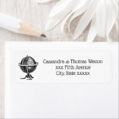 ヴィンテージワールドグローブリトグラフスケッチBW ラベル (インサイチュ)