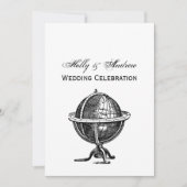 ヴィンテージワールドグローブリトグラフスケッチBW 招待状 (正面)