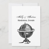 ヴィンテージワールドグローブリトグラフスケッチBW 招待状 (正面)
