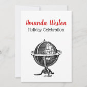ヴィンテージワールドグローブリトグラフスケッチBW 招待状 (正面)