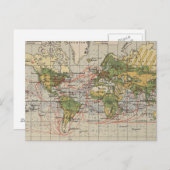 ヴィンテージワールドセーリングルートマップ(1914) ポストカード (正面/裏面)