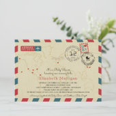 ヴィンテージワールドトラベラーエアメールベビーシャワー 招待状 (スタンド正面)