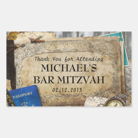 ヴィンテージワールドトラベラーサンキューステッカー 長方形シール (正面)