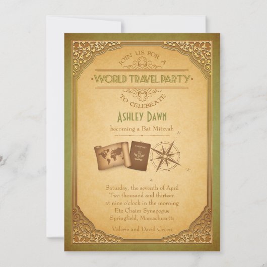 ヴィンテージワールドトラベルバルミツワー招待状 招待状 (正面)