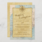 ヴィンテージワールドトラベルマップ結婚式招待状 招待状 (正面/裏面)